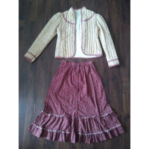 Gunne Sax Vintage Floral Lace Prairie Cottage Modest Granny Cottage 2pc set Sz 9 - Picture 1 of 7